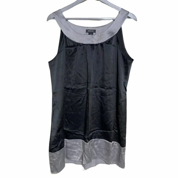 Kenneth Cole Reaction 10 gray black color block silk shift dress - Picture 2 of 4